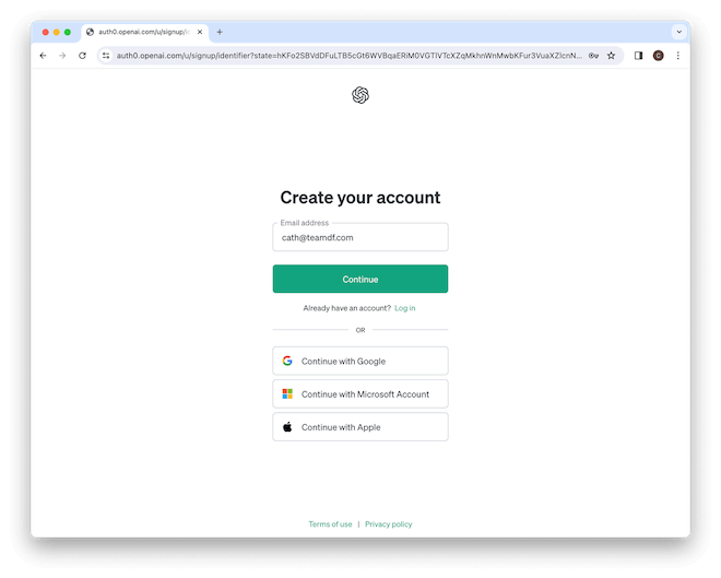 Create Account Demo Screenshot Create Account Demo Screenshot