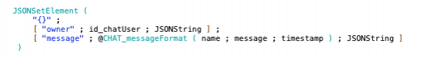 The JSON message The JSON message