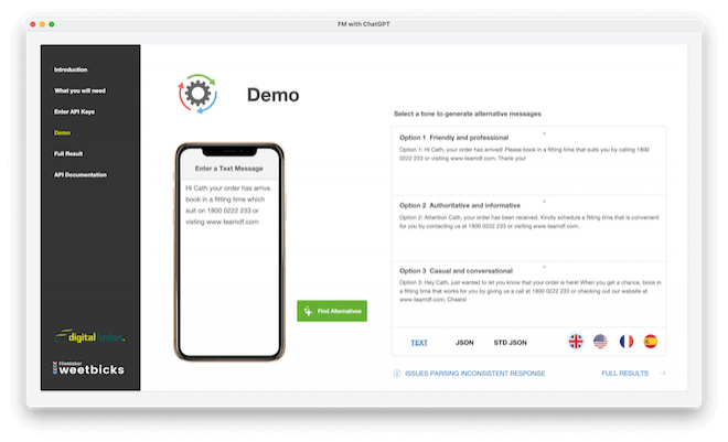 FileMaker ChatGPT Demo Screenshot FileMaker ChatGPT Demo Screenshot