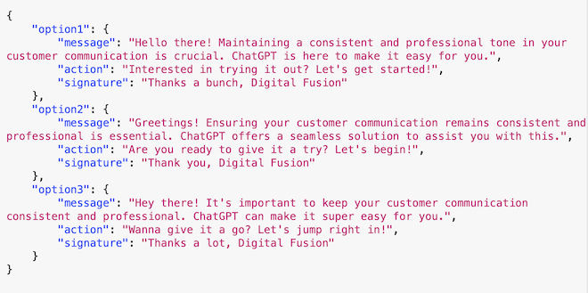 JSON Message Options 2 Demo Screenshot JSON Message Options 2 Demo Screenshot