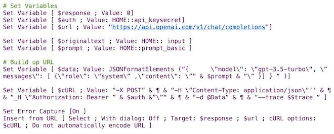 ChatGPT Integration - setting variables ChatGPT Integration - setting variables