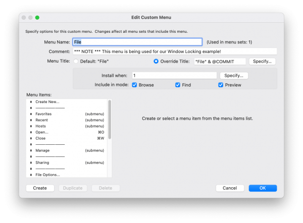 Attaching to a Custom Menu multi window record locking 7