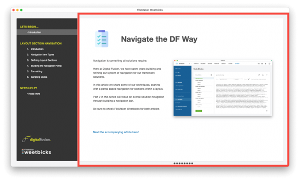 showing the layout sections as a panel control. navigate layout sections 2