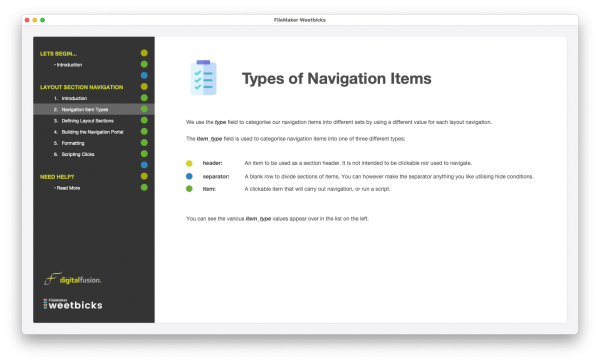 types navigate layout sections 3