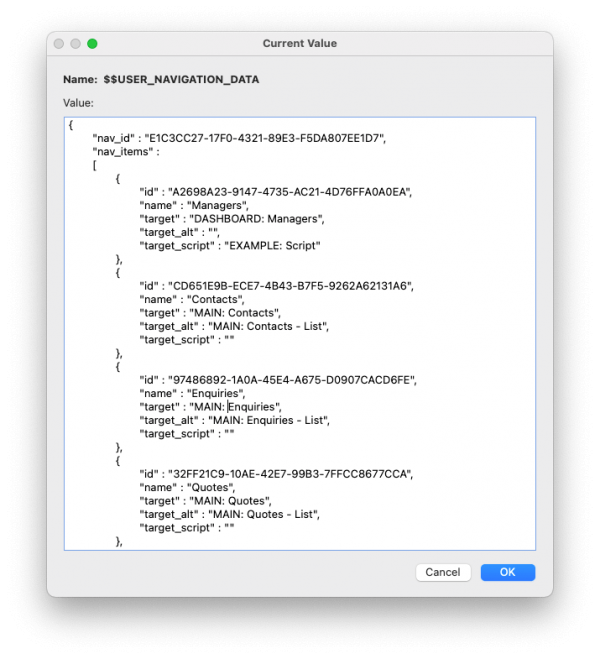 JSON representation of Navigation Bar navigation bar 3